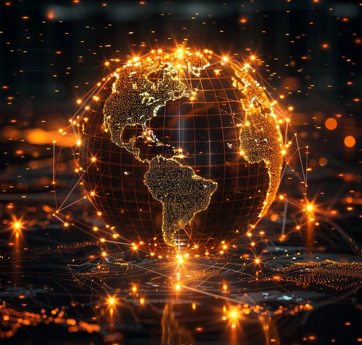 Планета земля в золотых оттенках