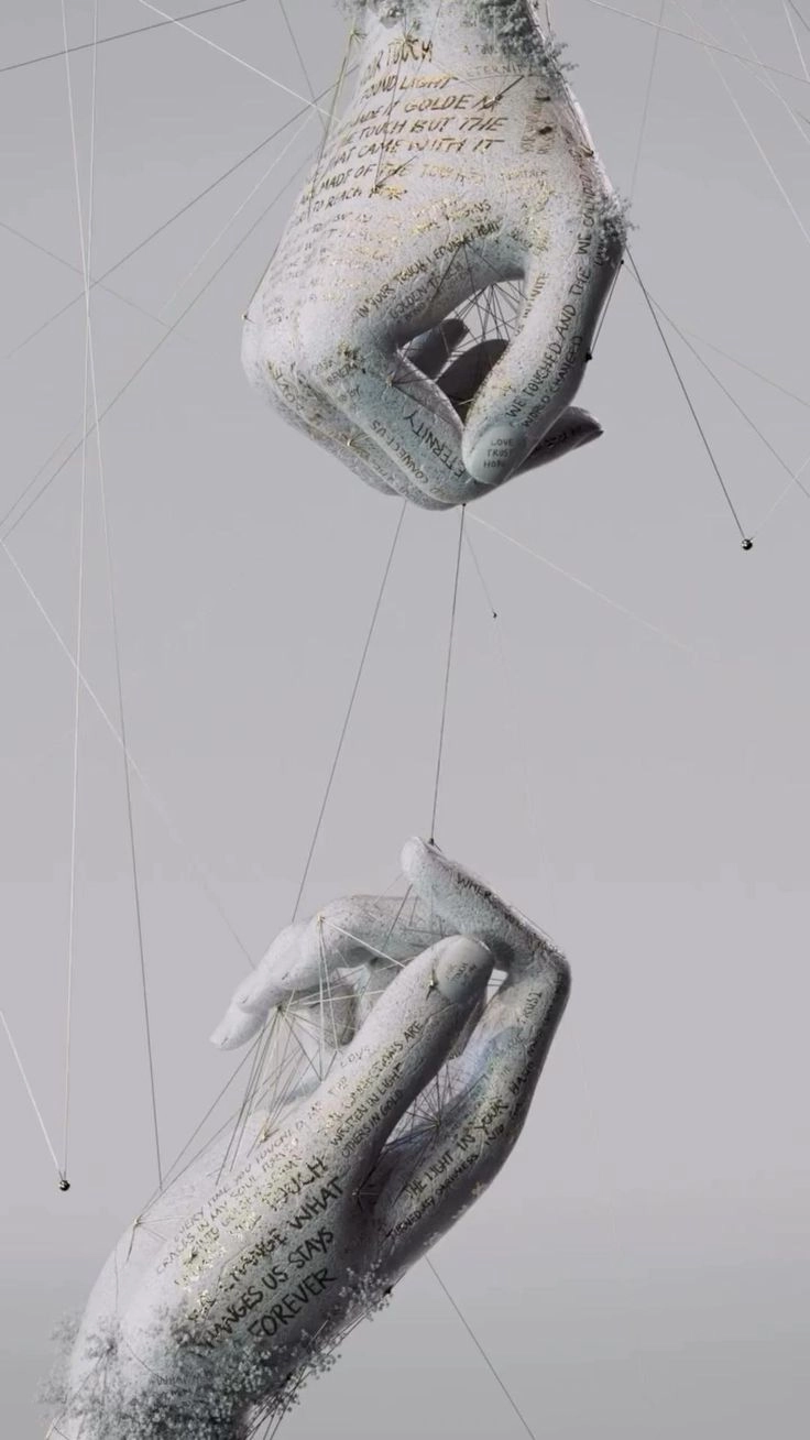 Художественное изображение - руки и нити (символизирует связи между чем либо)